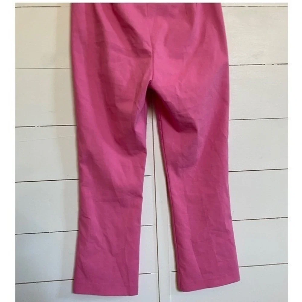 Zara Bootcut Pink Pants Mid-rise Stretch Chinos Mini Flare Pink - Large